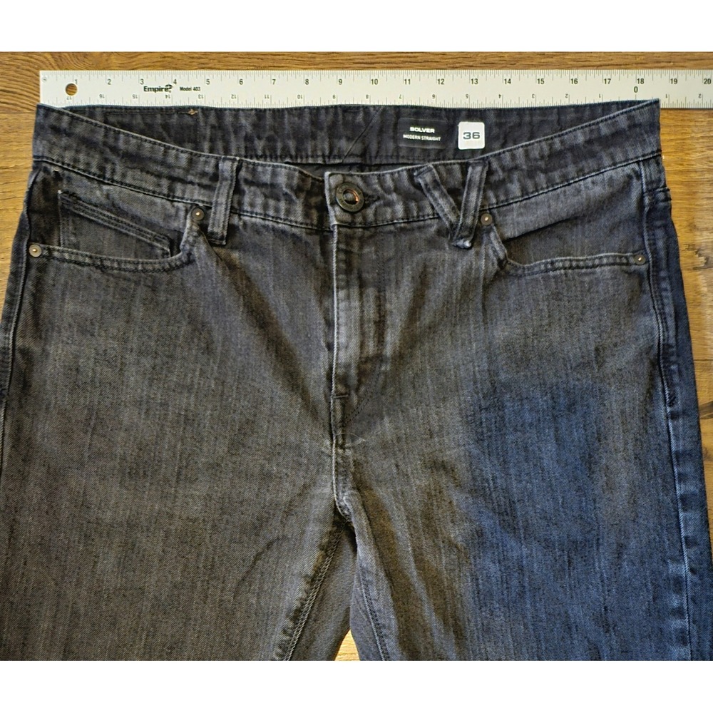 Volcom Solver Jeans Modern Fit Denim Men's Size 36 X 29 Black Straight (37x29)** - Picture 3 of 15
